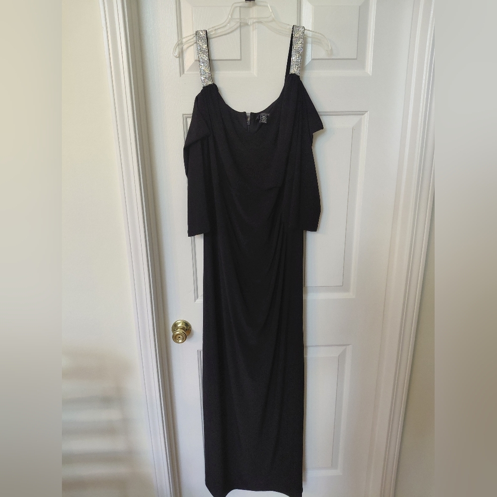 Elegant R&M Richards Dress with Jeweled Straps